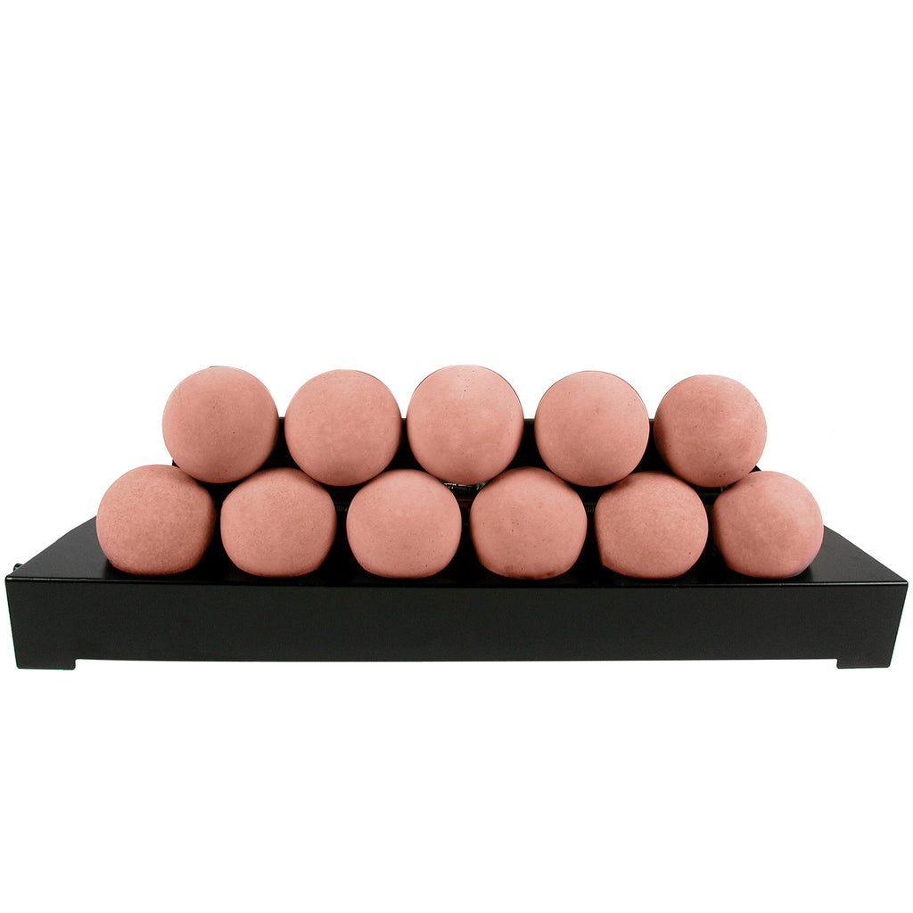 Ventless burner kit with black tray and red spherical fireballs