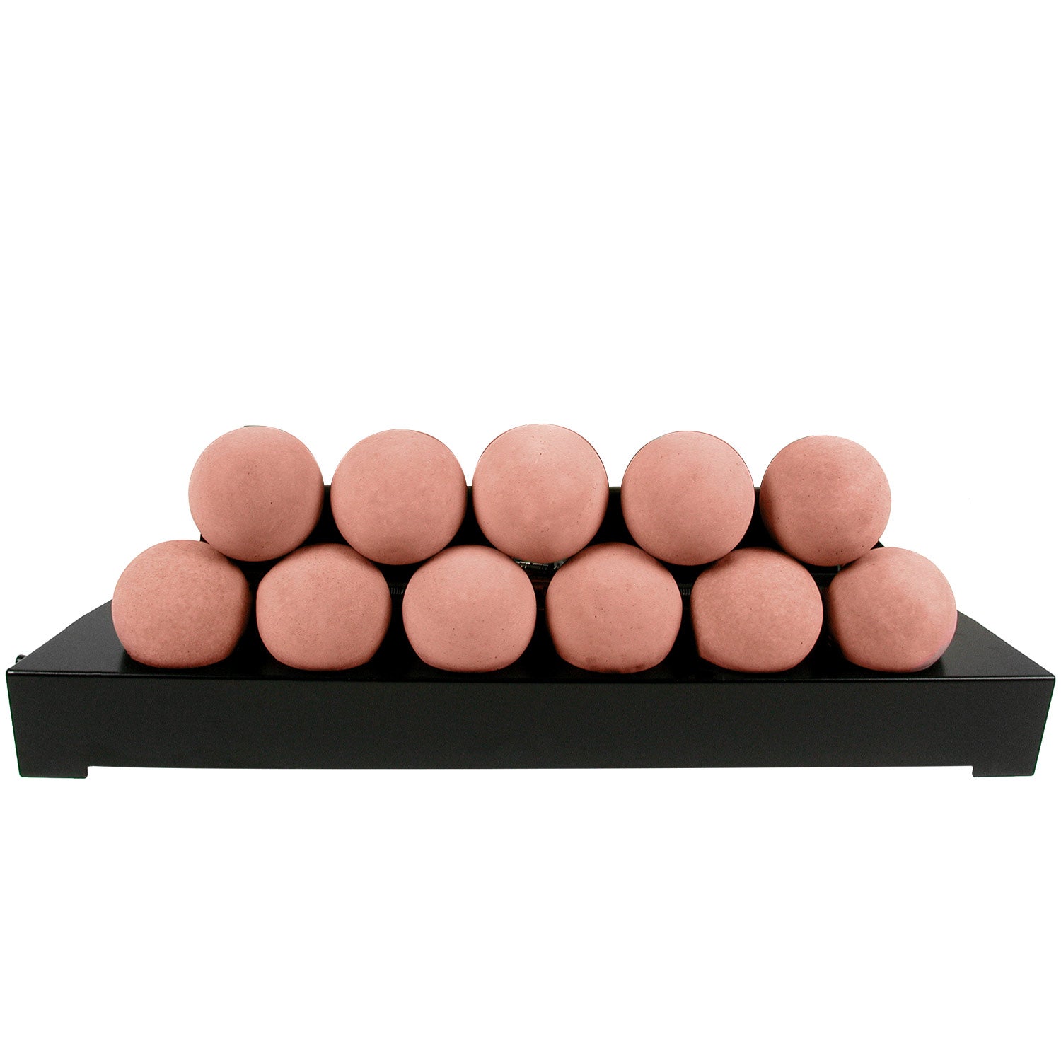 Ventless burner kit with black tray and red spherical fireballs