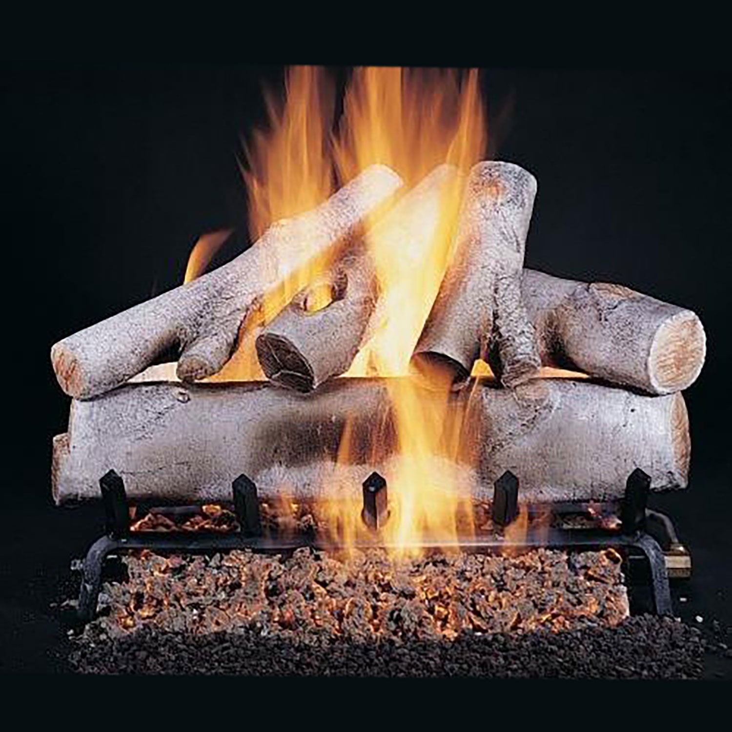 Rasmussen DF-WB-Kit Double Sided Birch Series Complete Fireplace Log Set