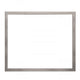 Beveled metal fireplace frame with rectangular border, brushed silver finish