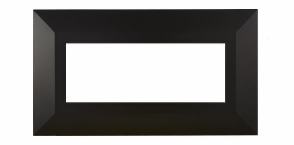 Matte black mitered decorative front with rectangular opening