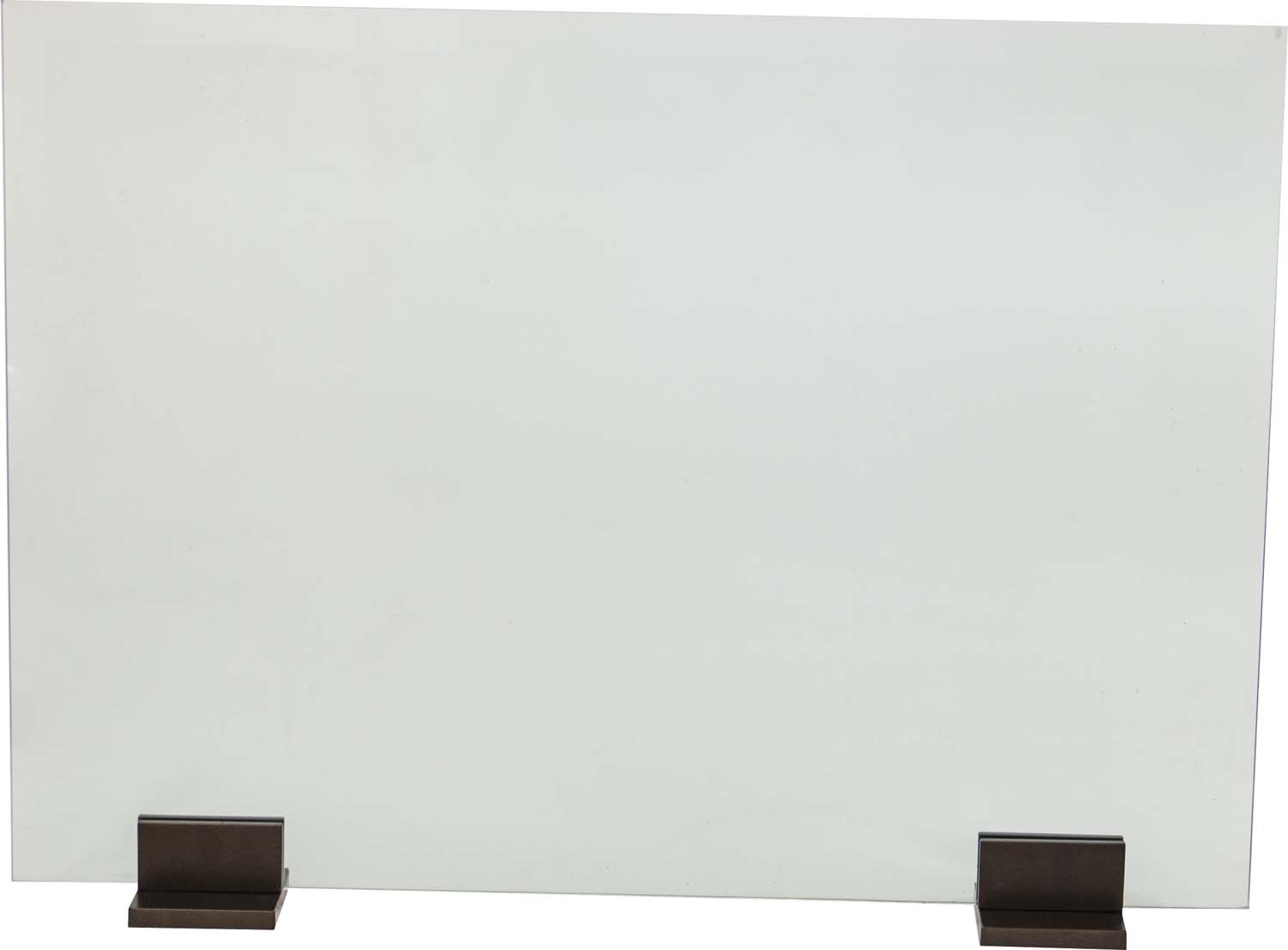 Pair of bronze glass screen bases with rectangular metal stands