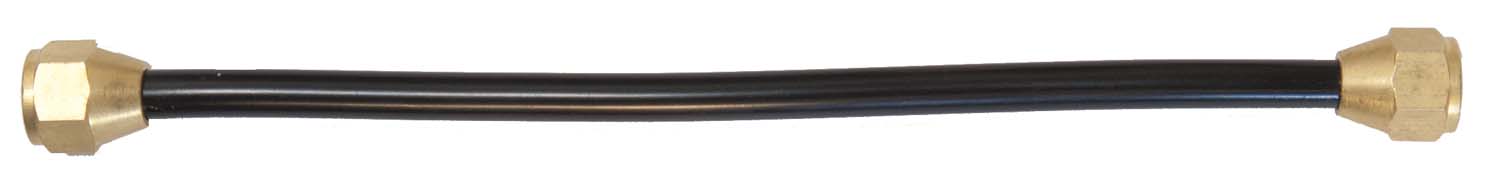 Dagan gas connector with two brass fittings and black flexible line
