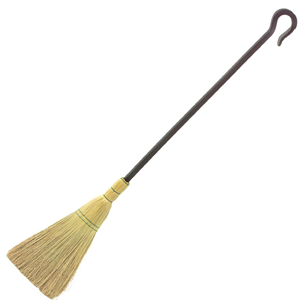 Individual broom with straw bristles and loop handle, 39-inch length