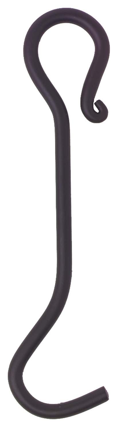 10-inch damper hook in dark finish, curved S shape with loop end