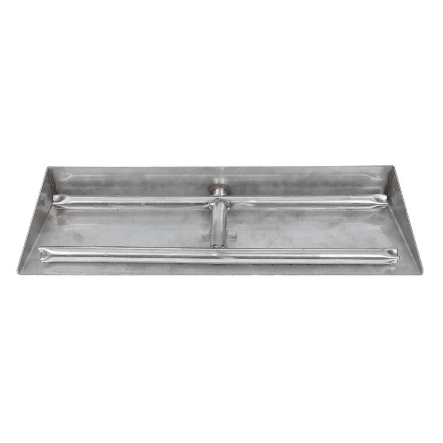 Stainless steel ember pan with raised sides and central support bar