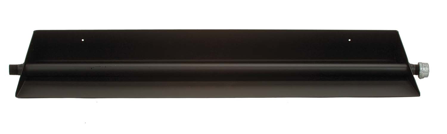 Gas ember pan with black metal tray and side valve knob