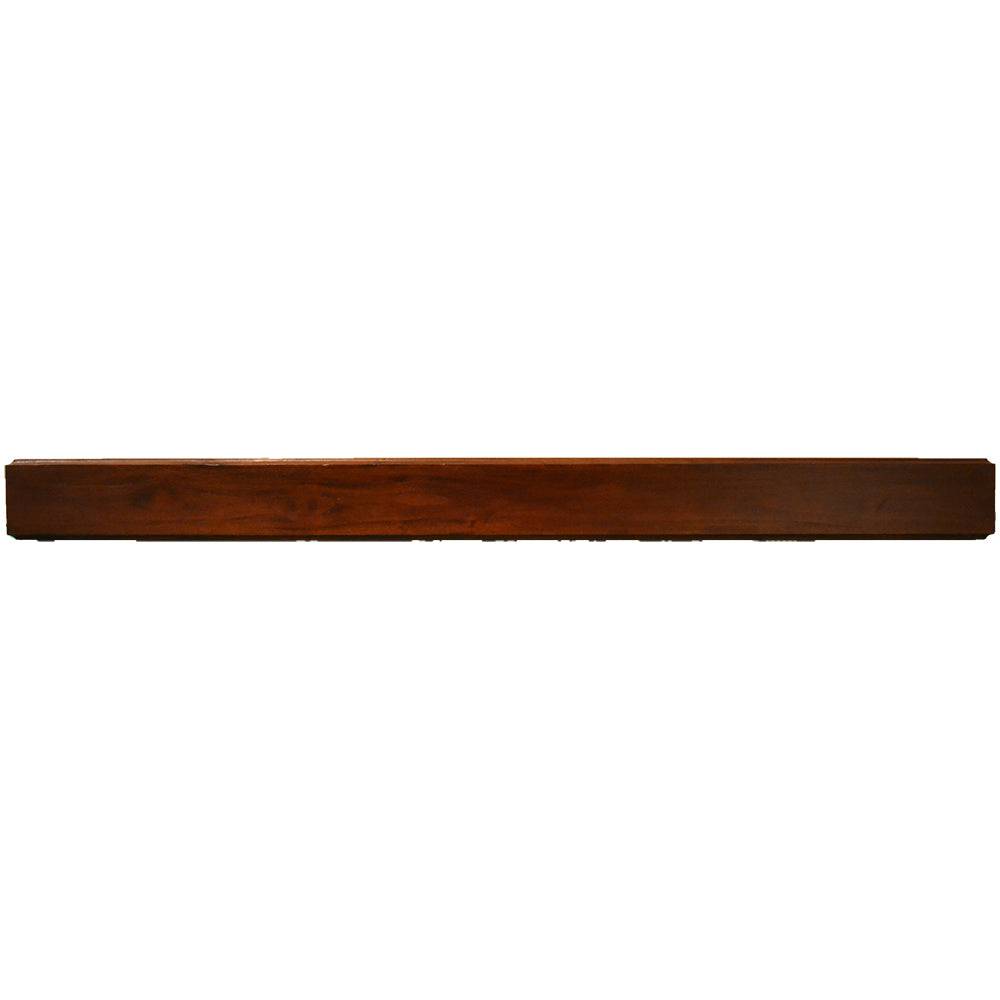 Mahogany mantel shelf, 60-inch long rectangular wood board with beveled edges