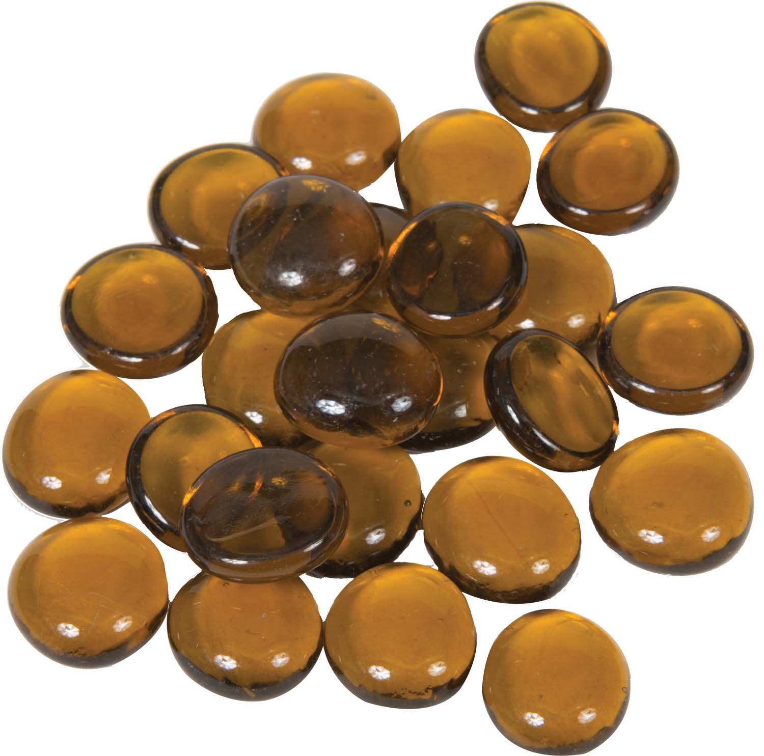 Amber fire glass beads, 3/4-inch round, set of 10