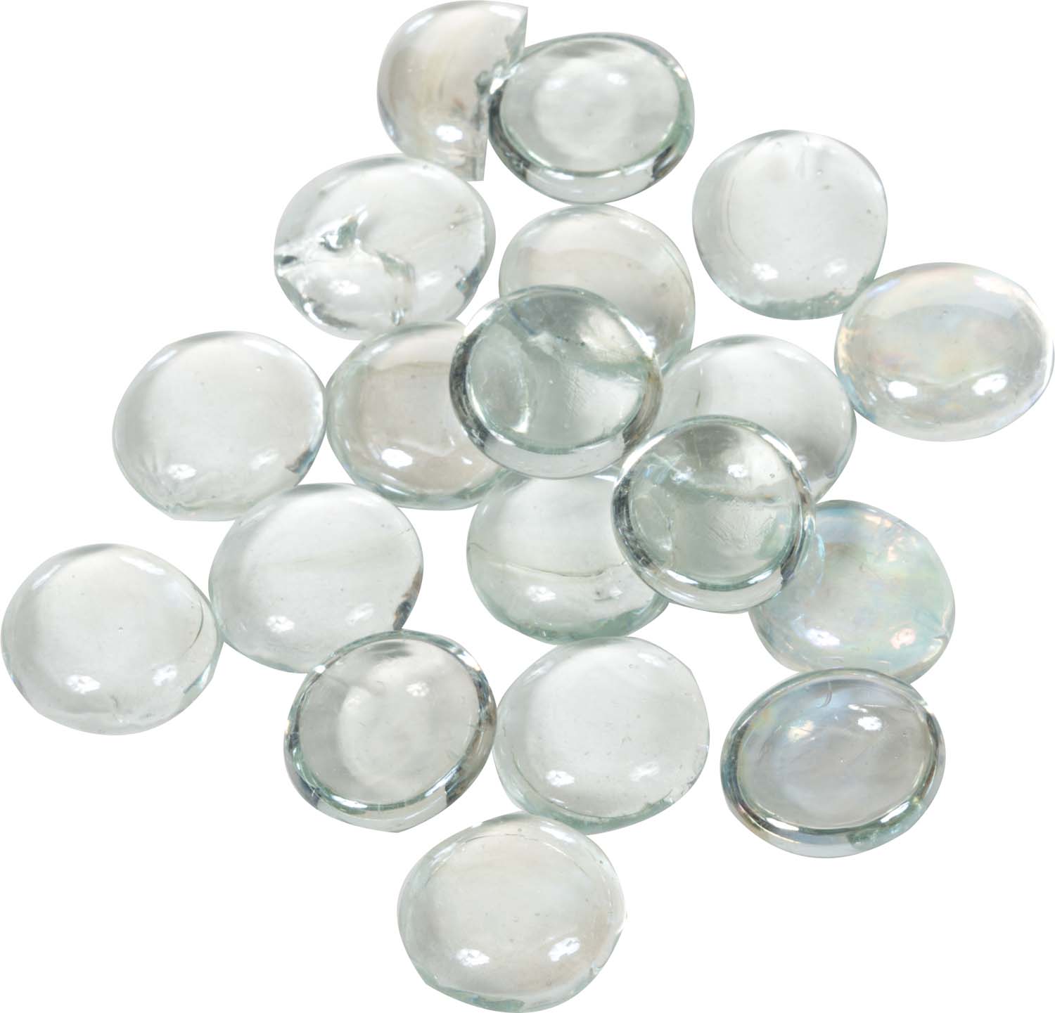 Clear iridescent round fire beads, 3/4-inch glass beads (set of 10)