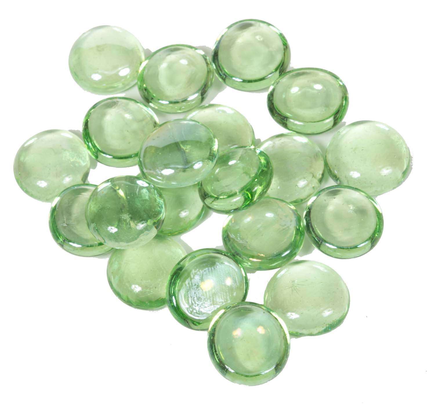 Light green iridescent glass fire beads, round 3/4-inch beads cluster