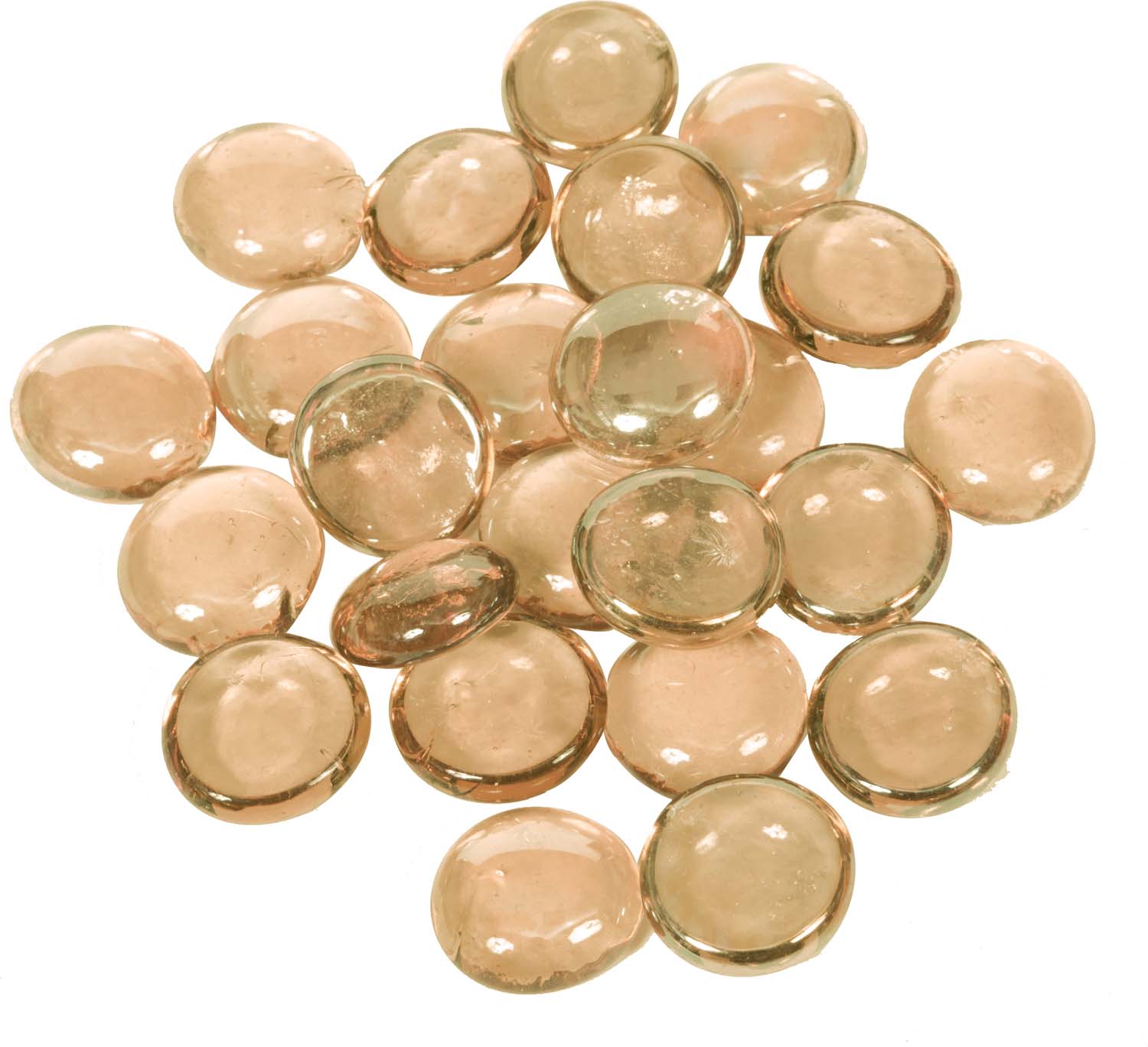 Dagan iridescent pink round fire beads, translucent glass cabochons
