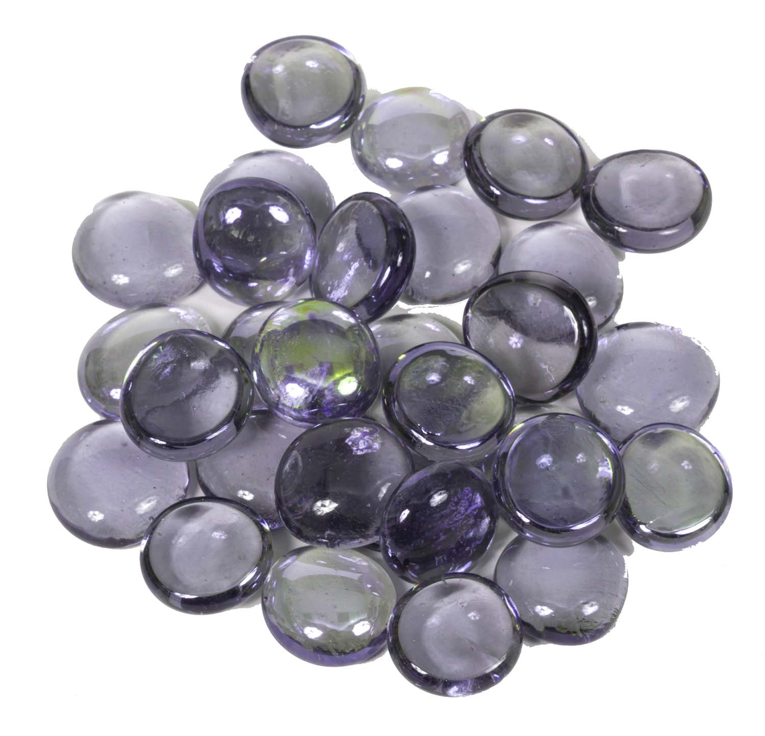 Round purple fire glass beads, 3/4-inch, glossy finish in a mixed pile