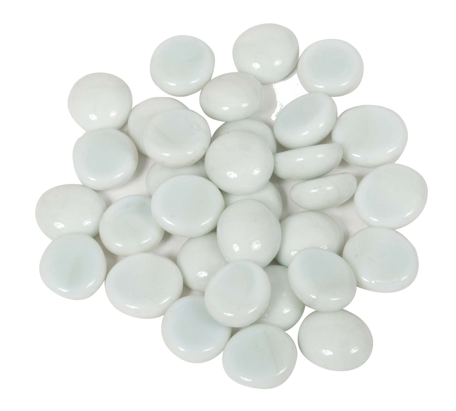 White glass fire beads, round 3/4-inch craft beads