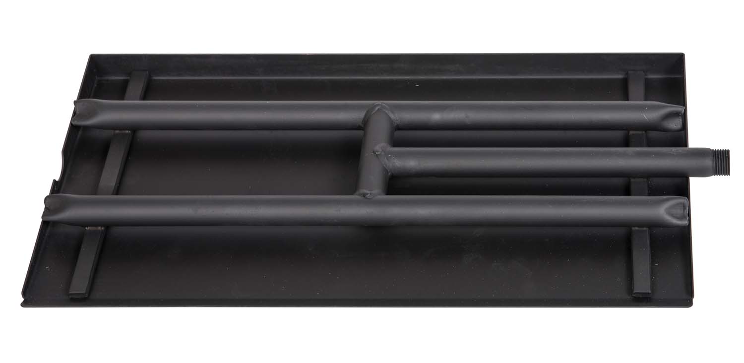 Black ember pan with grilling tray and side handles