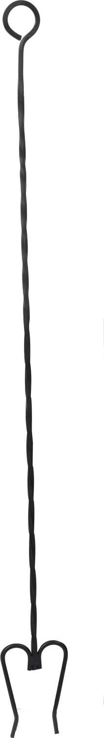 Dagan 39-inch fireplace poker with two-prong base, black metal handle