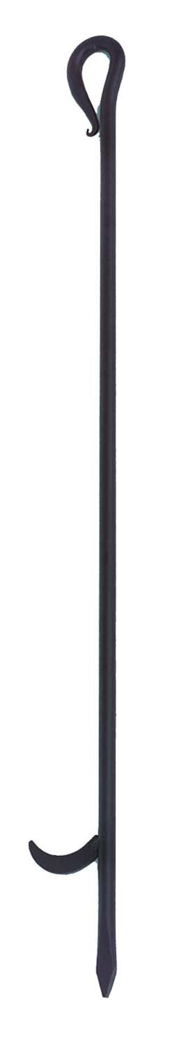 Metal garden poker stake with hooked loop handle