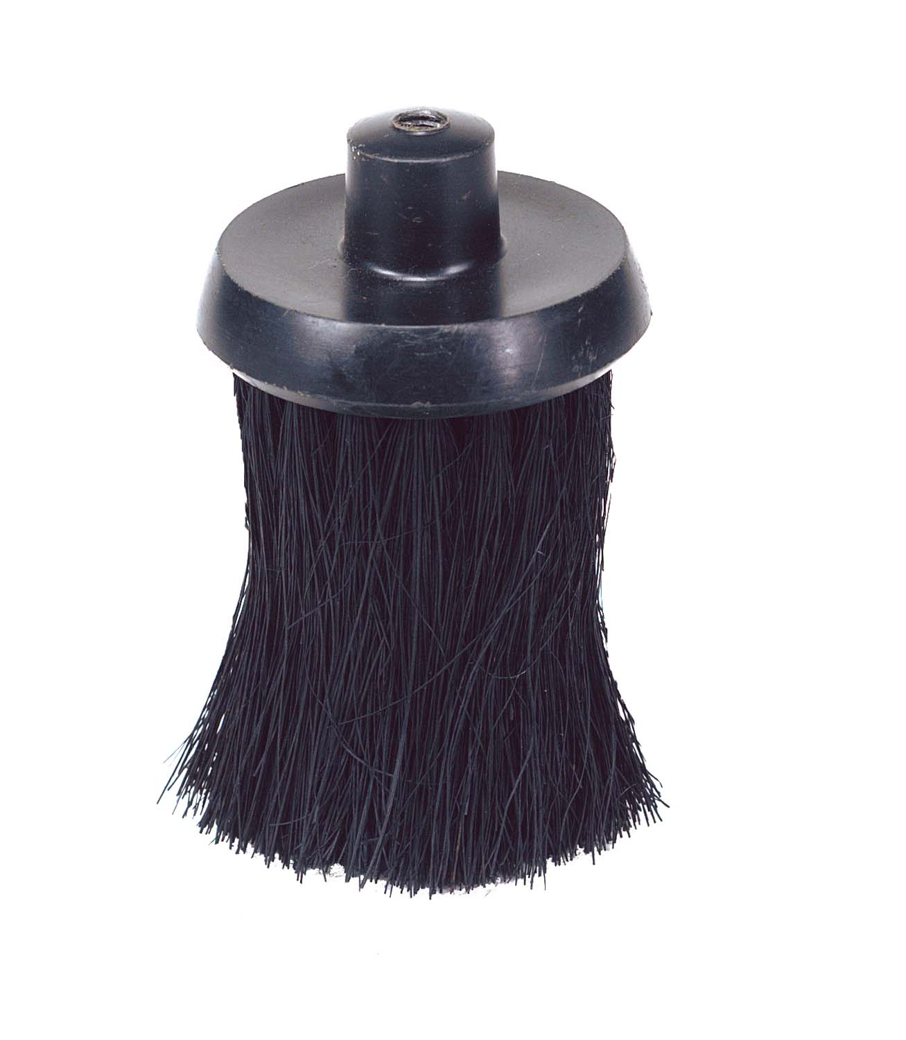 Round replacement brush head with dark nylon bristles and central mounting post