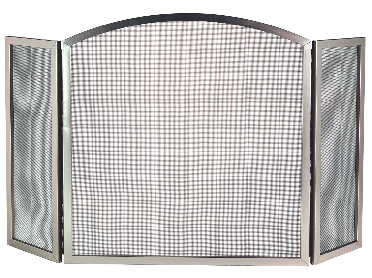 Dagan Three Fold Satin Nickel Arched Fireplace Screen, 50x31-Inches