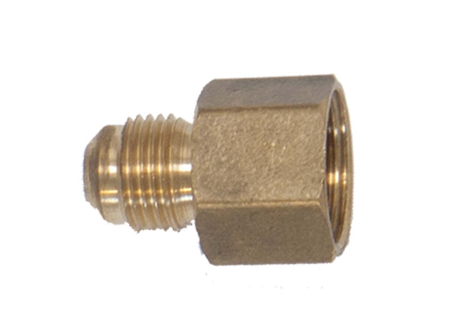 Brass threaded straight fitting with hex end and male screw threads