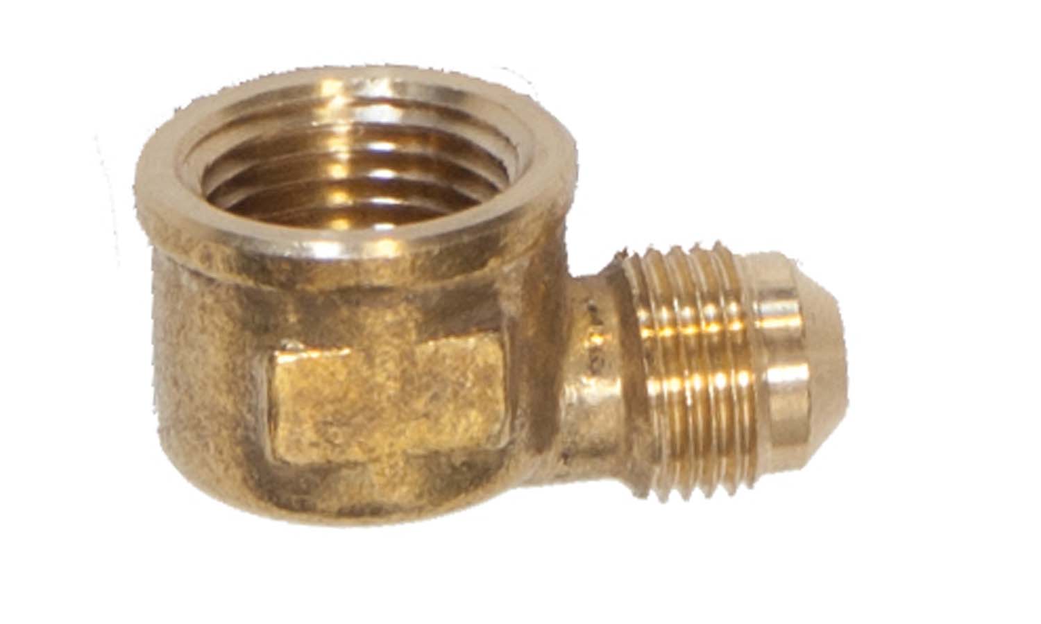 Brass 90-degree elbow pipe fitting with external male threads