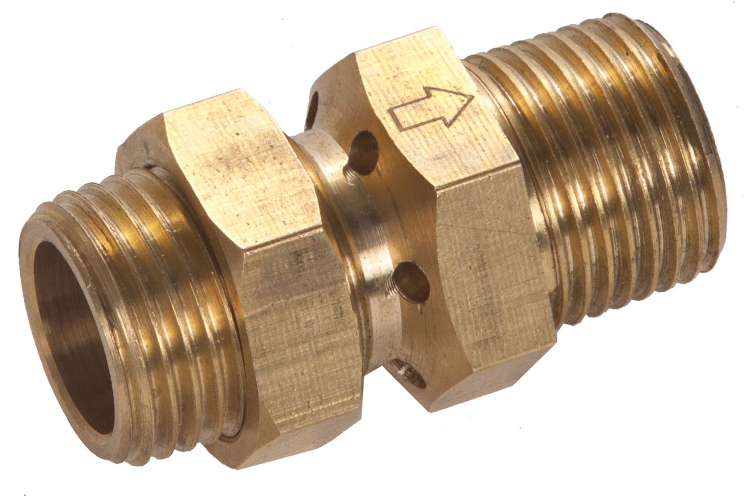 Dagan gas conversion orifice fitting, brass with male threads and hex sections