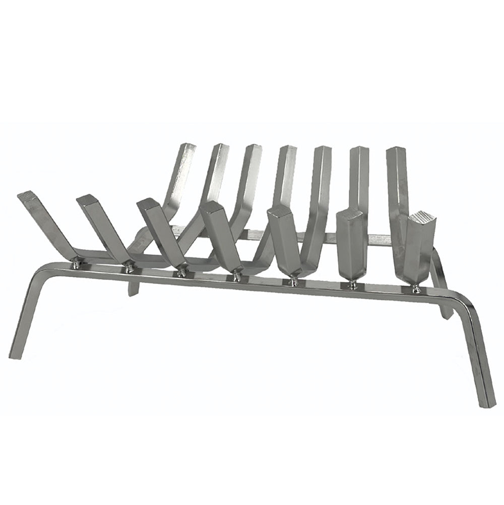 Stainless steel tapered grate with upright prongs on a metal frame