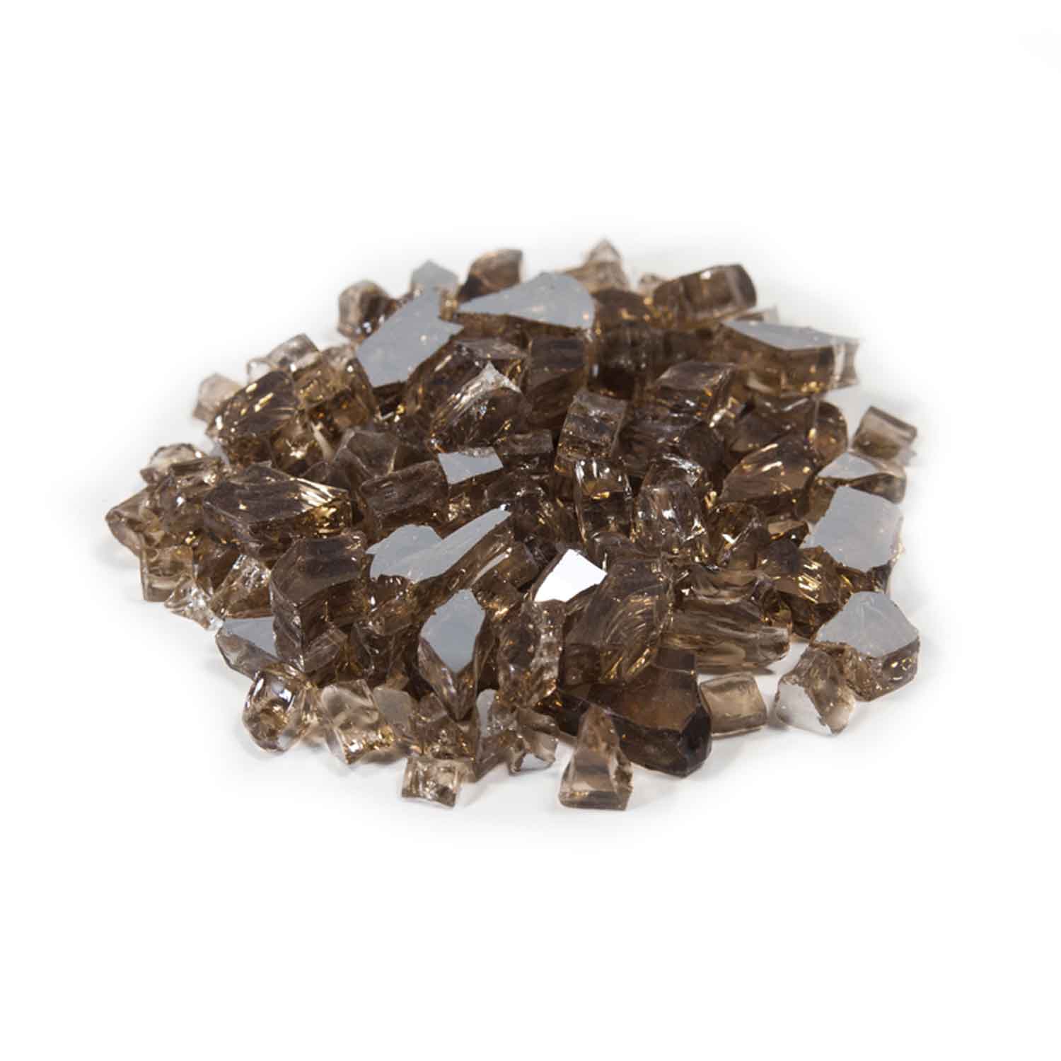 Bronze reflective fire glass, 1/2-inch glass chunks with faceted sparkle