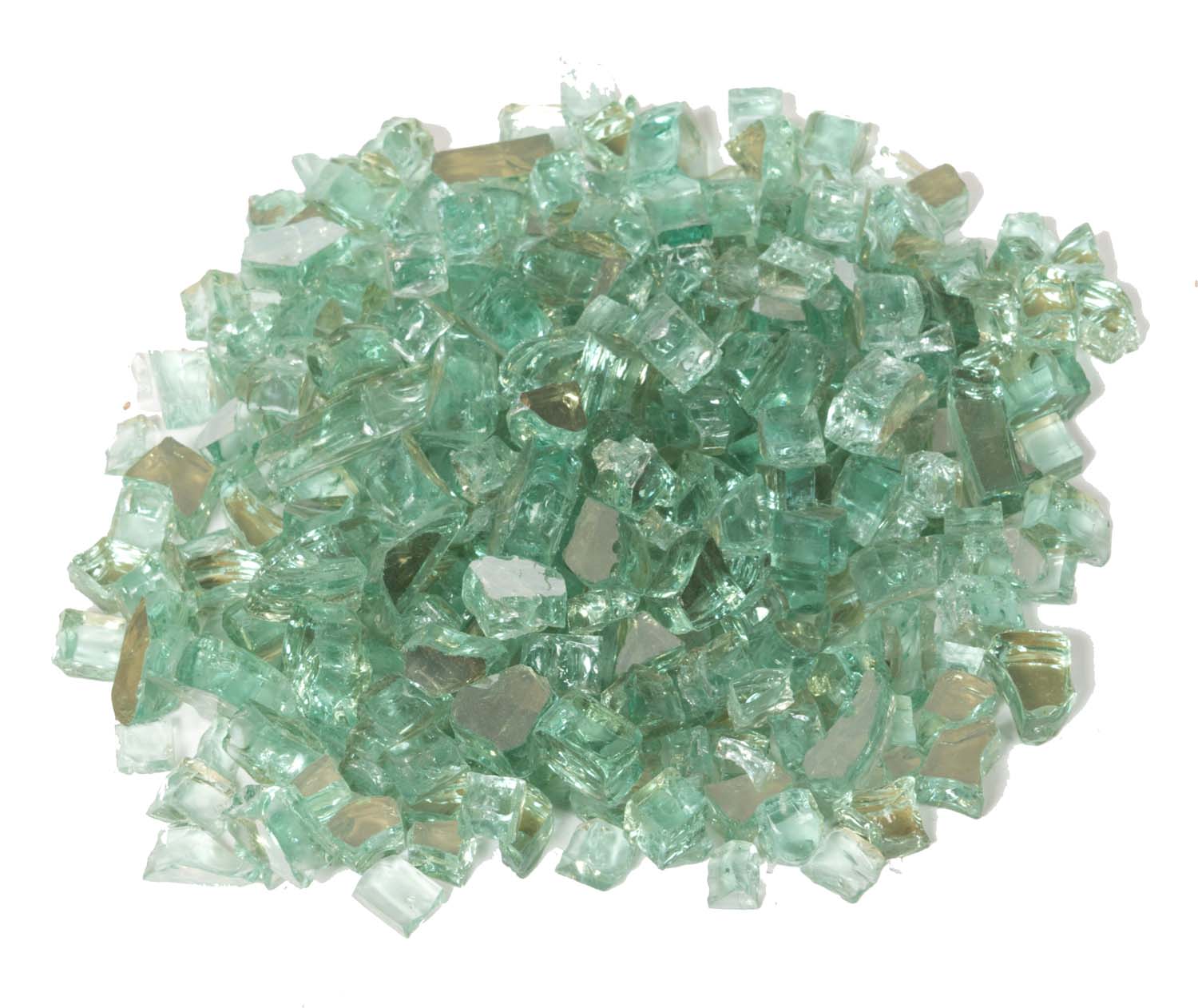 Mint green reflective fire glass chunks, 1/4 inch