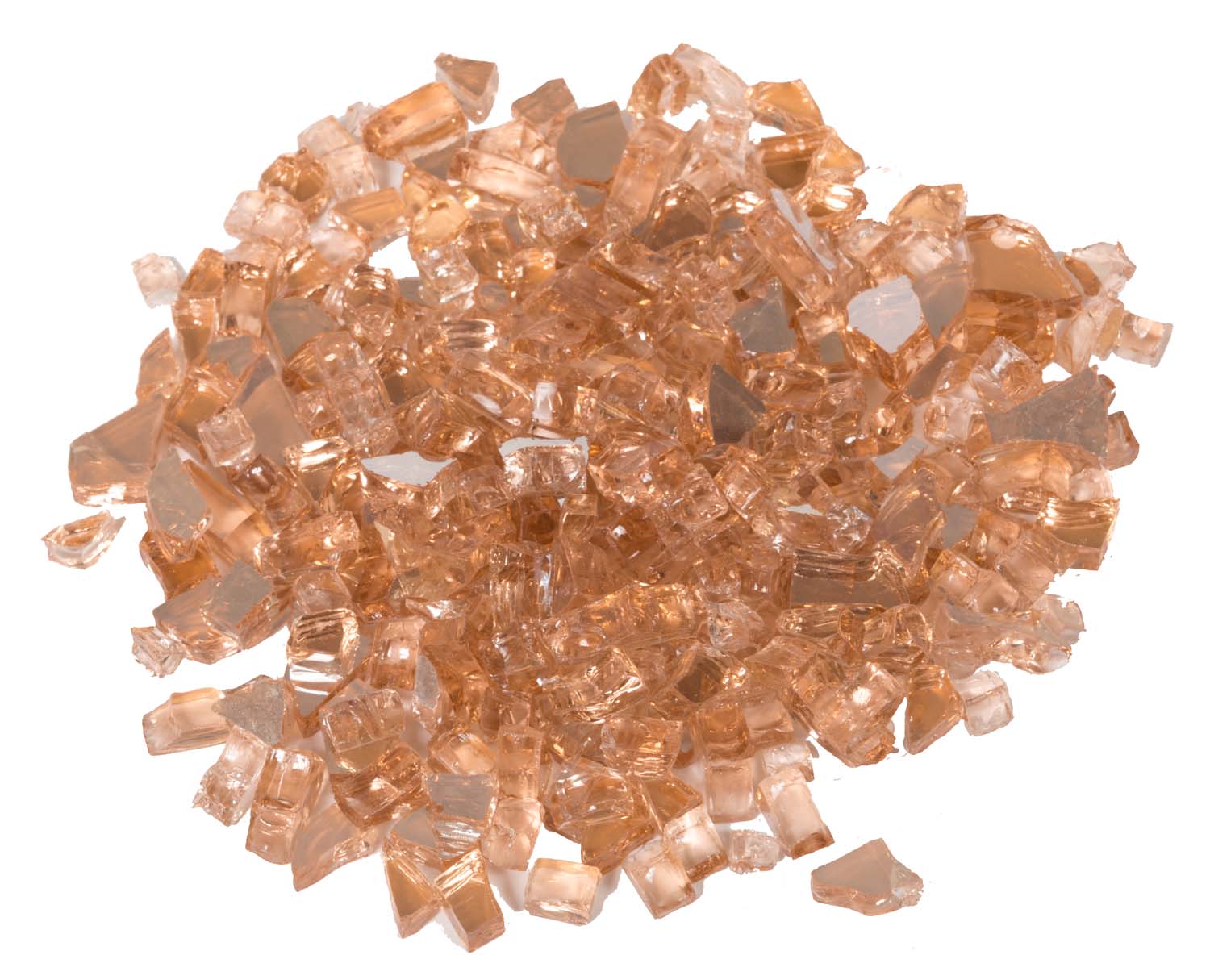 Rose reflective fire glass, small cut glass chunks, translucent pink
