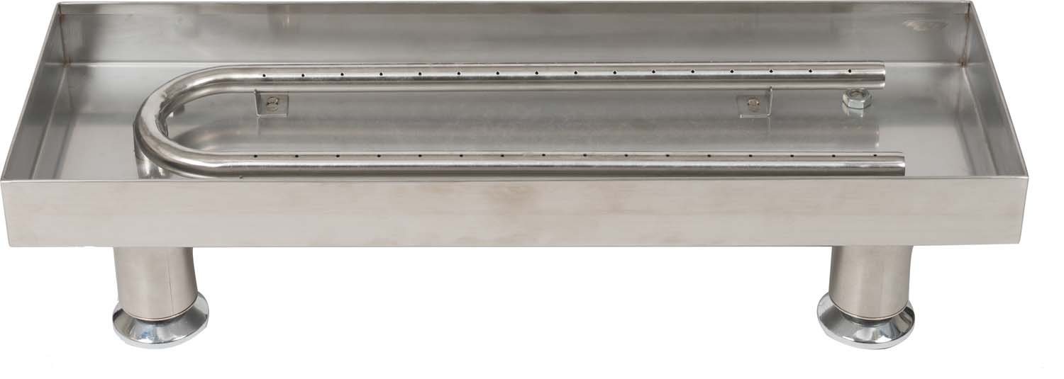 Stainless steel burner pan with U-shaped burner tubes