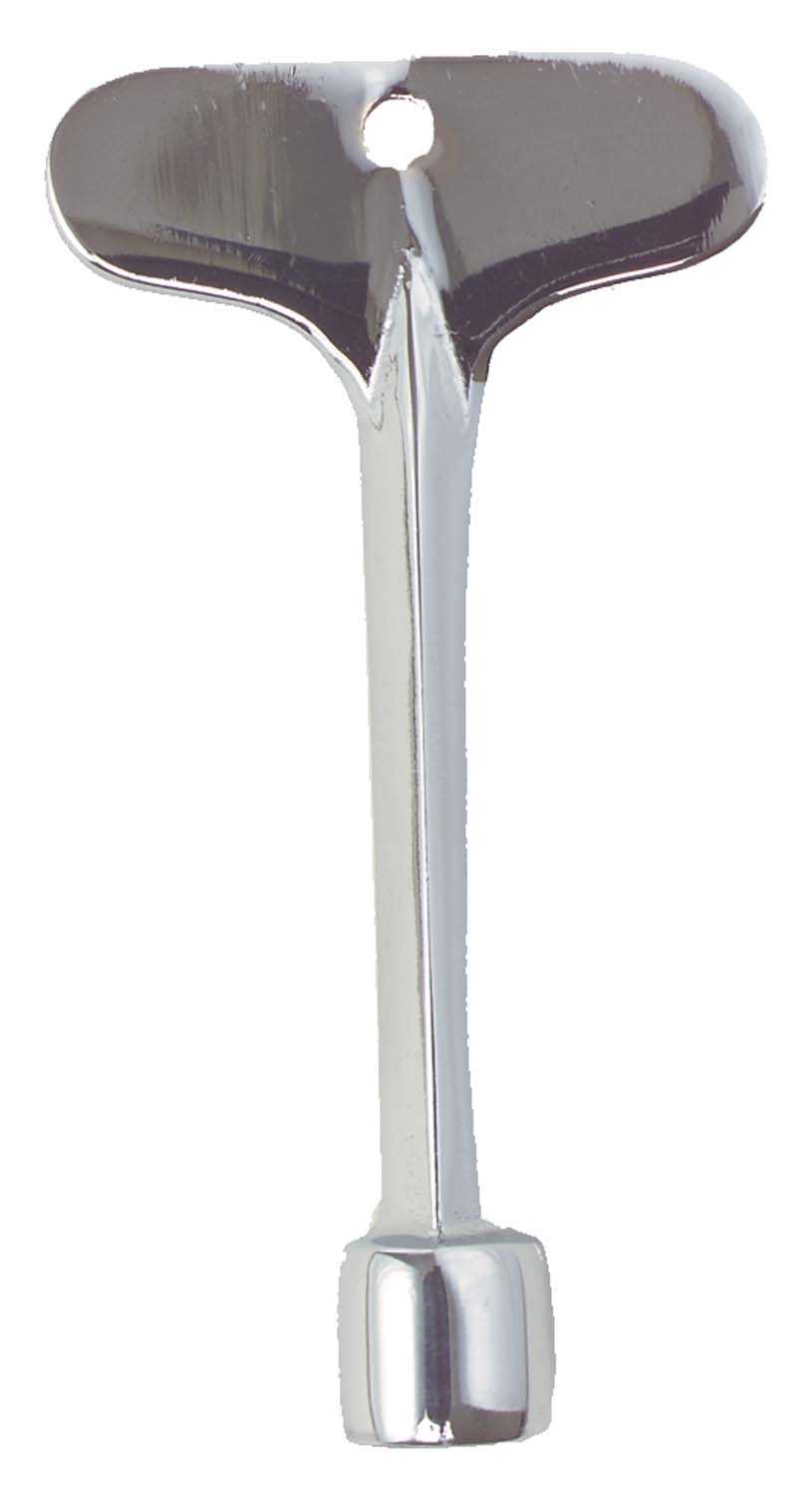 4-inch gas valve key with chrome finish and 5/16-inch socket end