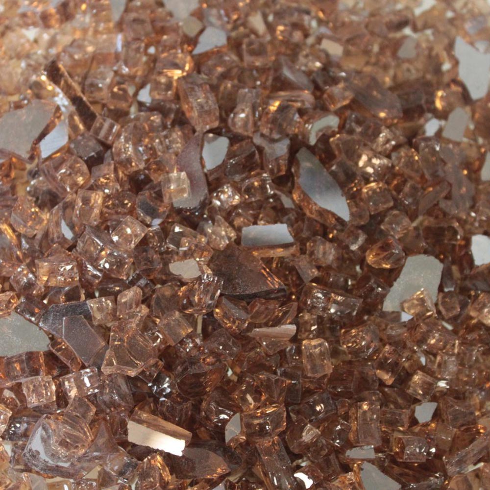 Copper decorative crushed glass pieces, crushed and faceted for crafts