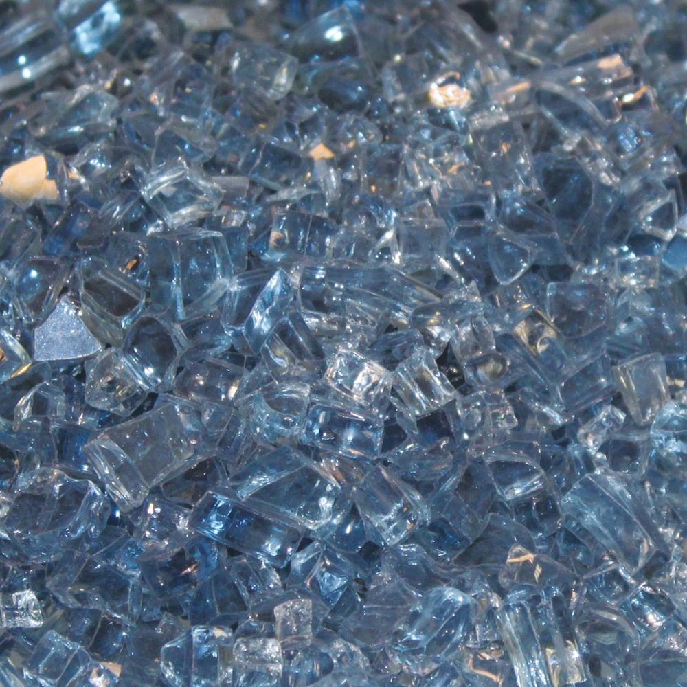 Blue clear crushed glass with jagged decorative pieces