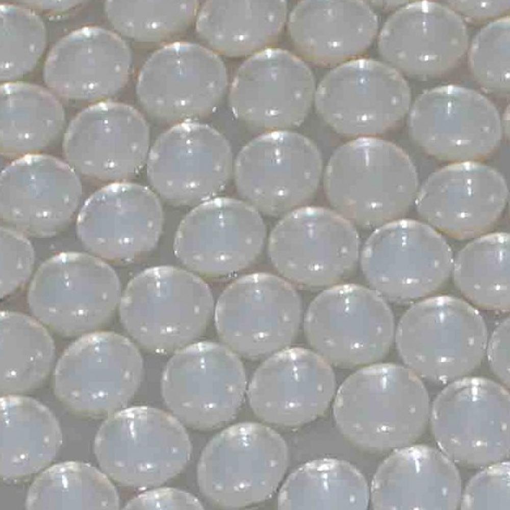 Decorative glass droplets, translucent light gray opalescent spheres