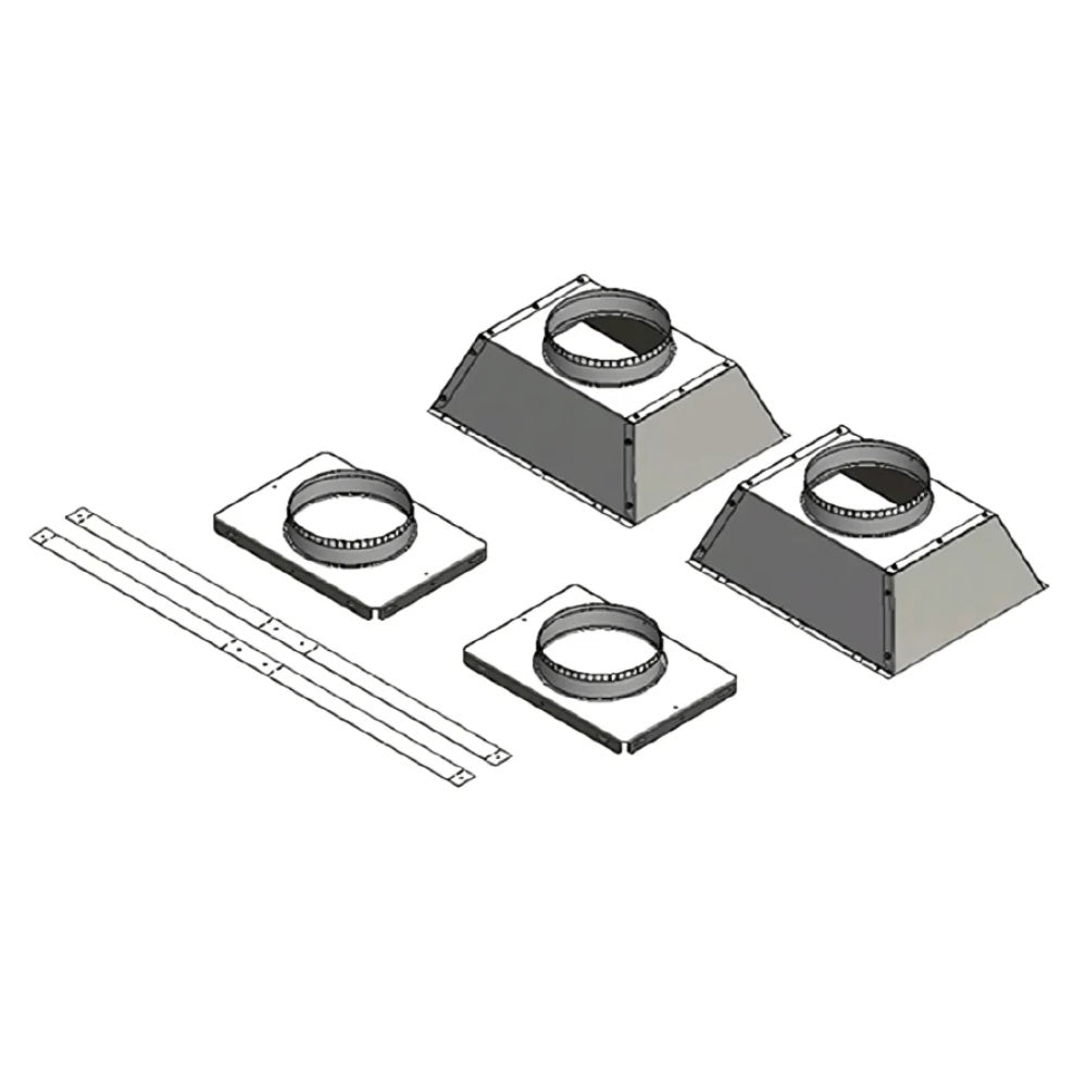 Ducted heat termination plate kit for gas fireplace with four vent adapters