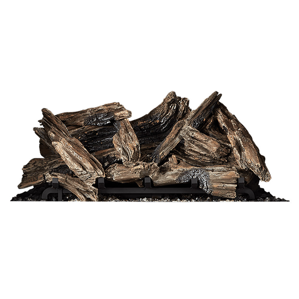 Driftwood log set with dark brown and gray stacked logs