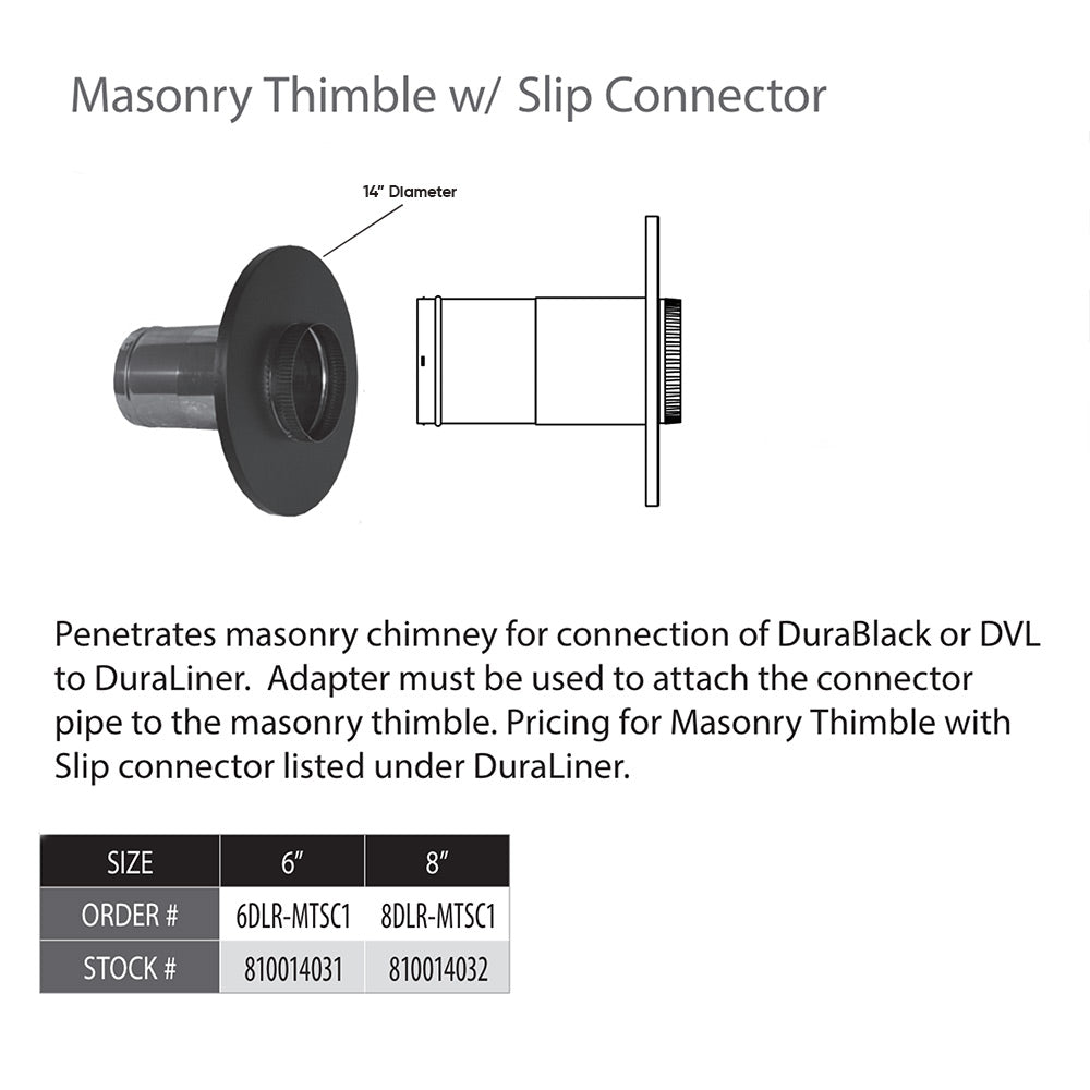 DuraVent DLR-MTSC1 DVL Masonry Thimble with Slip Connector