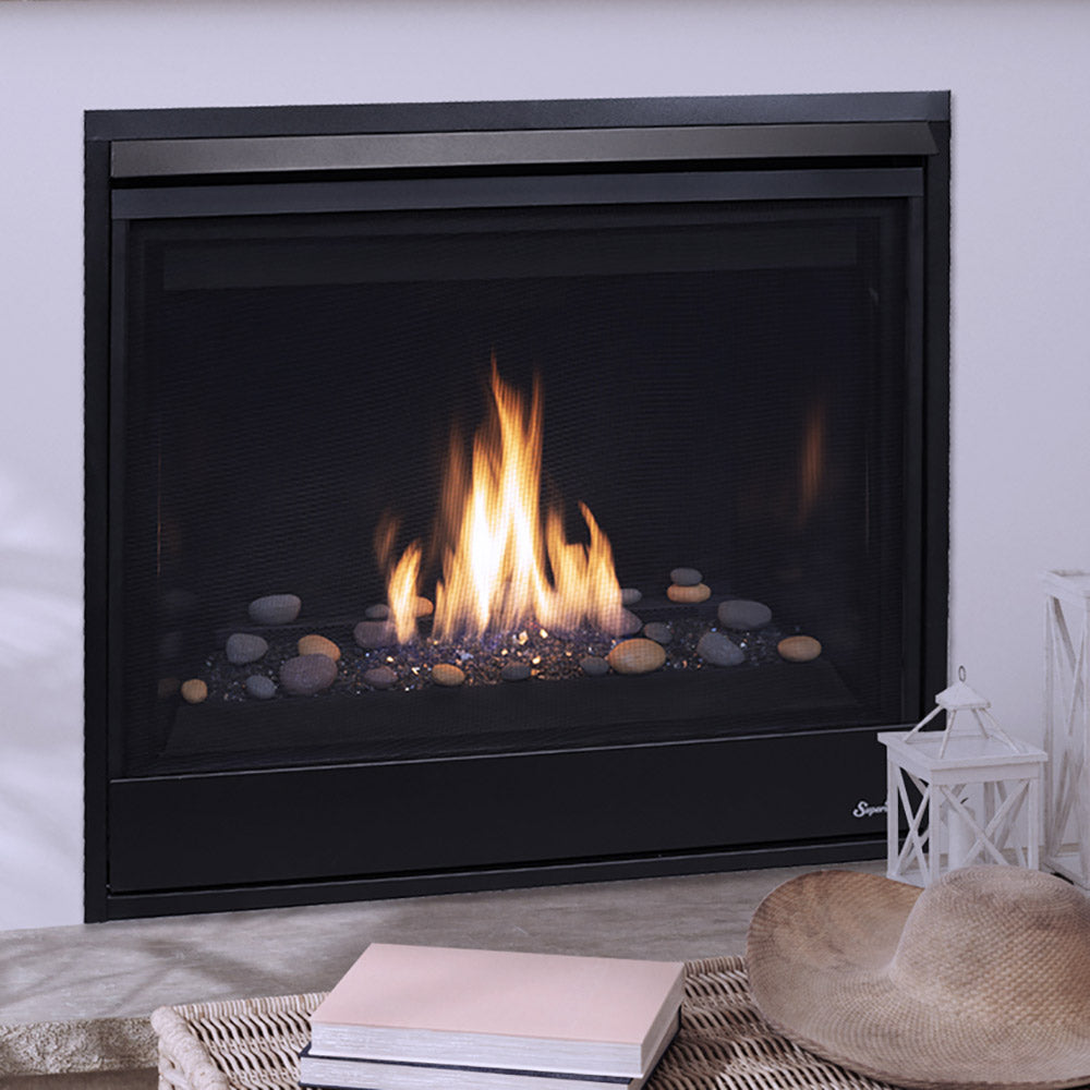 Superior DRC3040 40-Inch Electronic Ignition Direct Vent Gas Fireplace with Crushed Glass Media