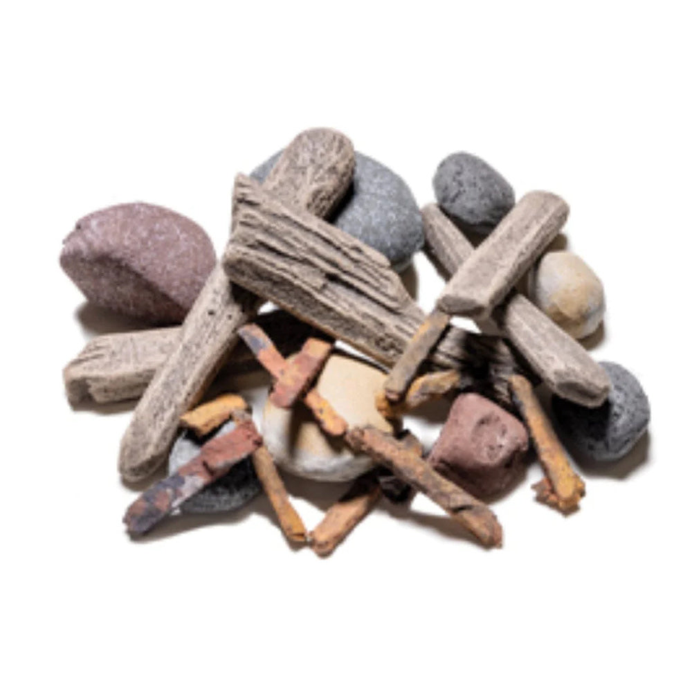 Rock and driftwood media kit with assorted stones and driftwood pieces