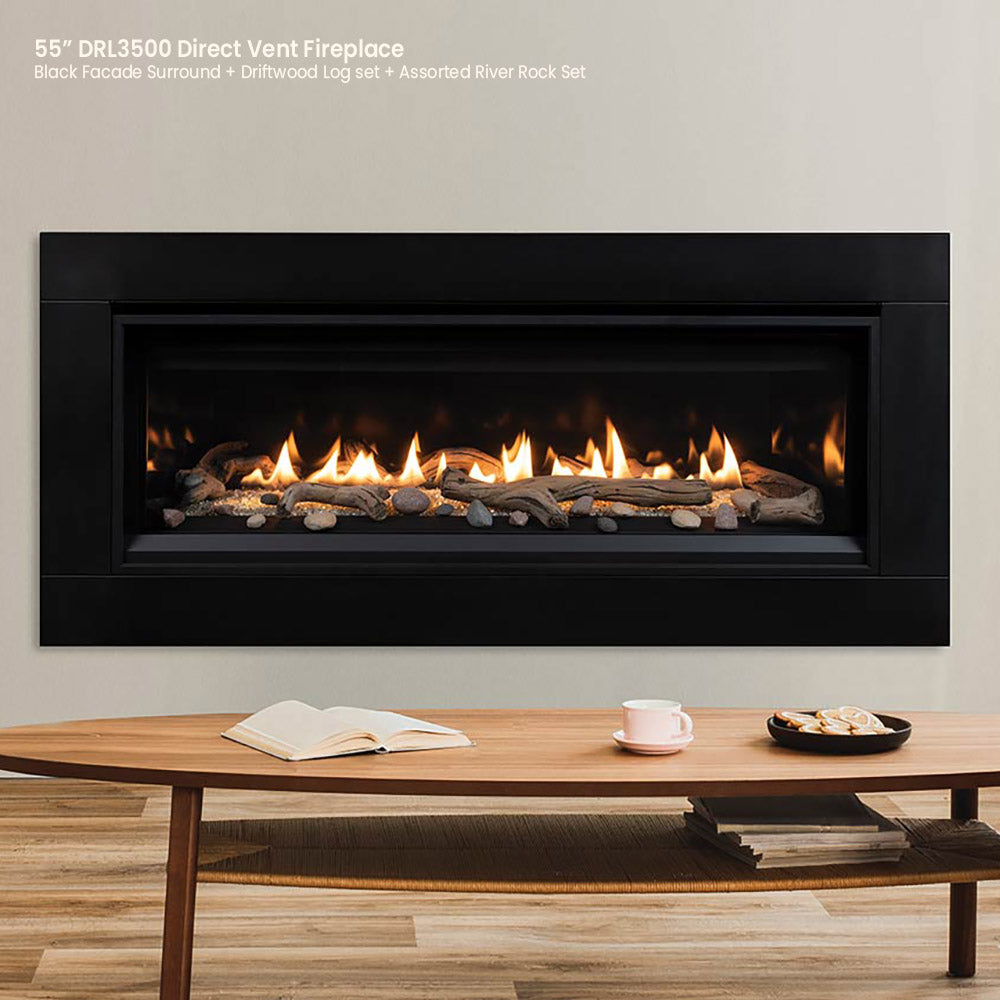 Superior DRL3555 55-Inch Electronic Ignition Direct Vent Gas Fireplace with Remote & Crushed Glass Media