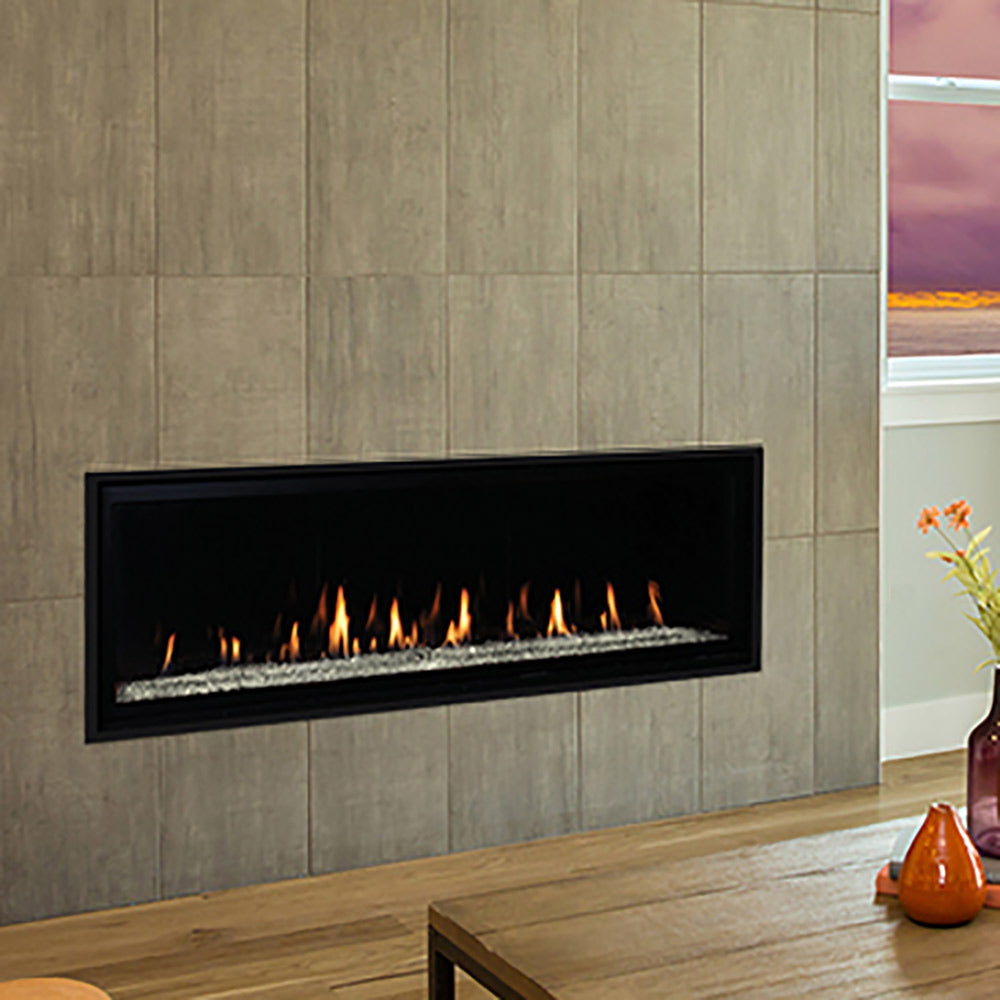 Superior DRL6000 60-Inch Electronic Ignition Direct Vent Gas Fireplace with Remote & Crushed Glass Media