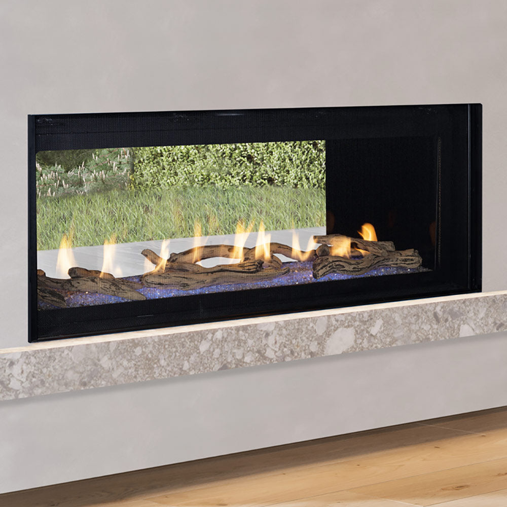 Superior 48-Inch Electronic Ignition See-Through Direct Vent Linear Gas Fireplace with Lights and Remote