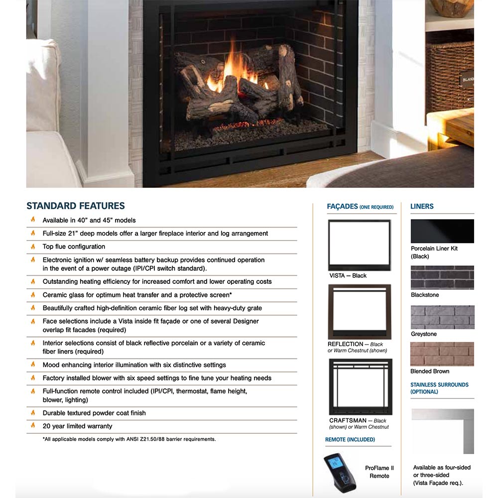 Superior DRT 4200 45-Inch Direct Vent Traditional Gas Fireplace