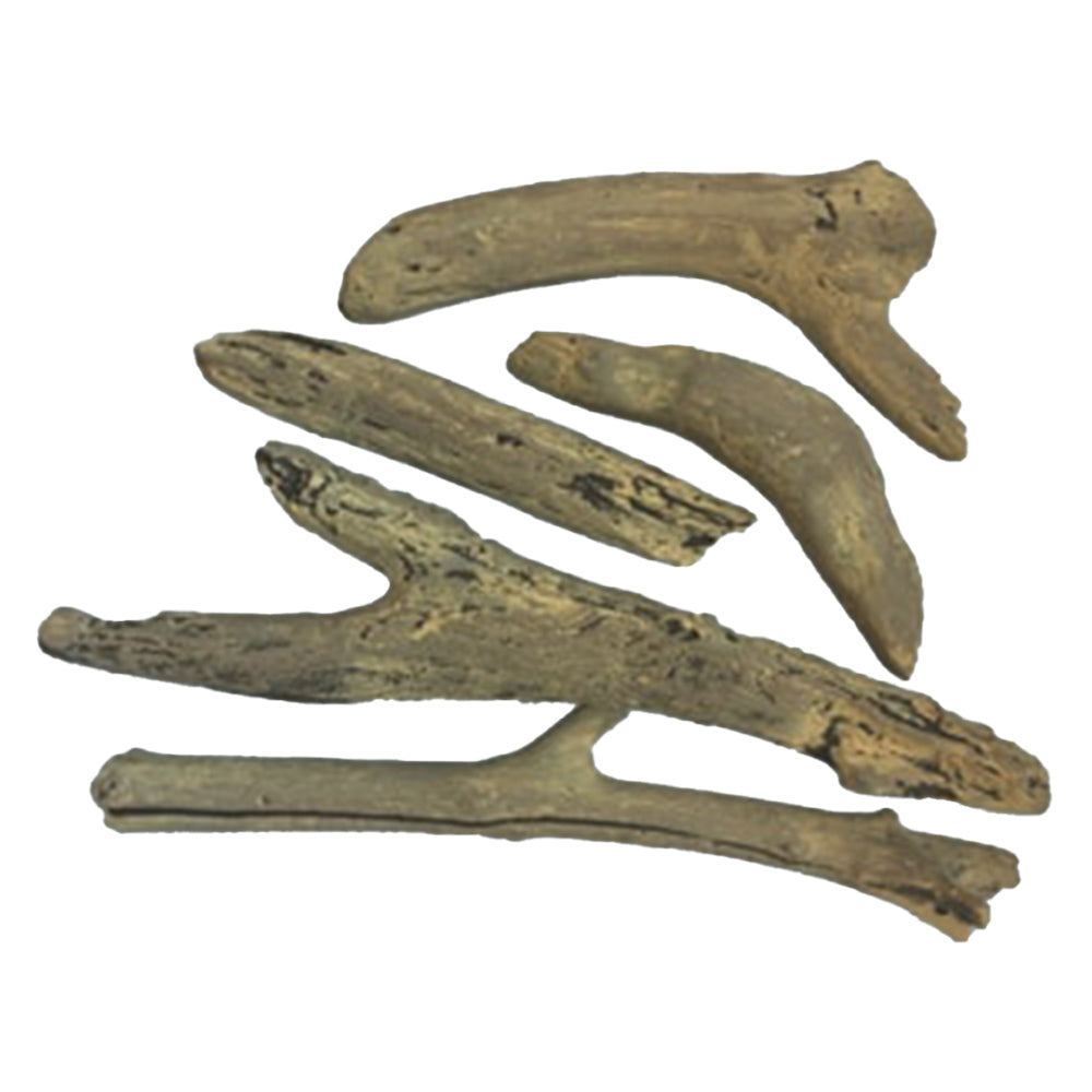 Driftwood log set with five natural brown curved logs