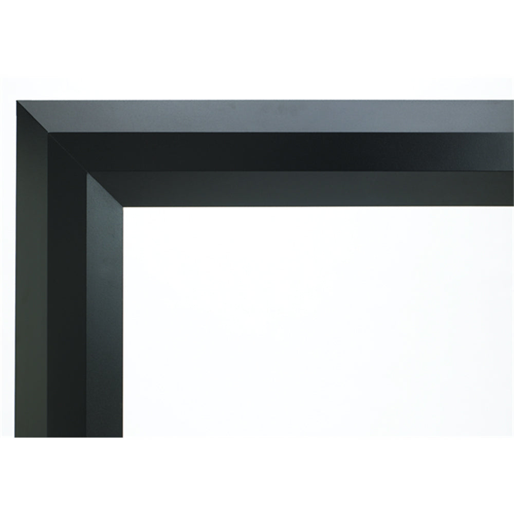 Black fireplace face trim facade with wide rectangular frame