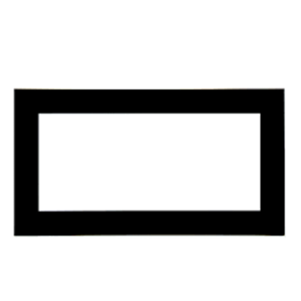 Matte black decorative fireplace surround frame with rectangular inner opening