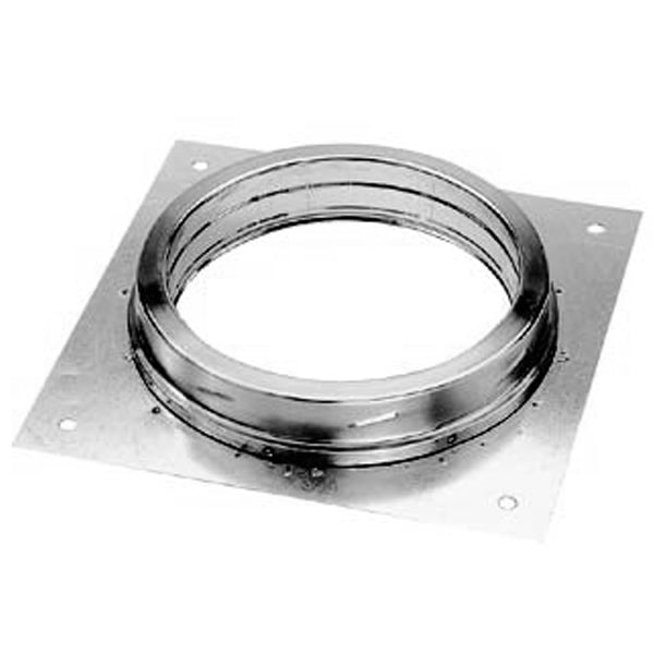 DuraVent DuraTech anchor plate with stainless steel round flue collar and mounting holes