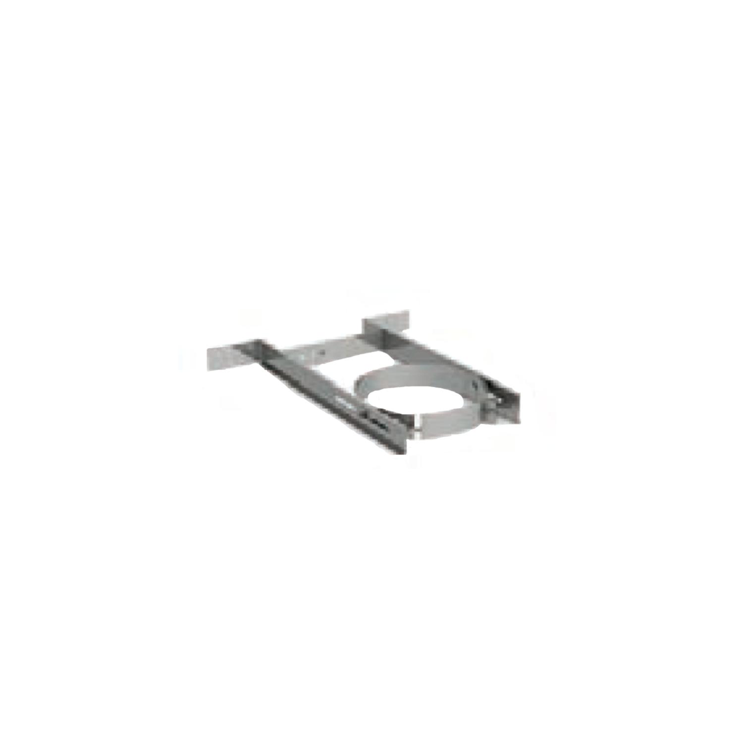 Adjustable extended wall strap bracket, gray metal with round opening