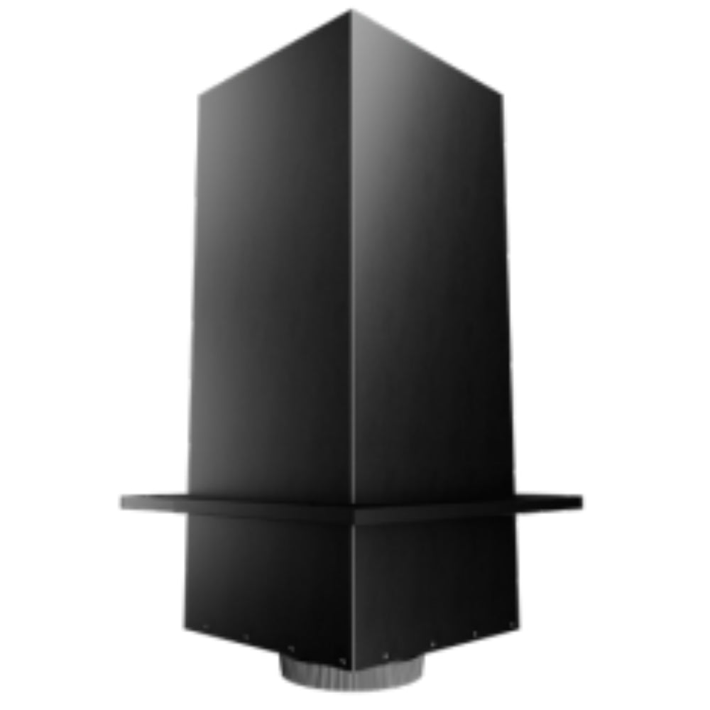 Reduced-clearance square ceiling support box, black metal with flanged collar